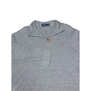 Polo Ralph Lauren Quarter Zip Pullover Sweater Mens XL Gray Cotton‎